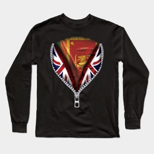 Sri Lankan Flag  Sri Lankan Flag British Flag Ripped Open - Gift for Sri Lankan From Sri Lanka Long Sleeve T-Shirt